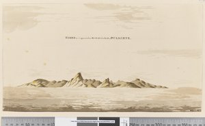 Seite 25aa Eimeo, wie es von der Matavai-Bucht, Otahiete, erscheint, 1768-75 von Henry Roberts