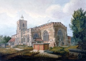 Südostansicht der Kirche St. Dunstan, Stepney, London, ca. 1820 von Henry Sass