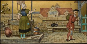 Der Schuljunge, Plakette mit einer Illustration aus Shakespeares Sieben Lebensalter, Minton Ware, Staffordshire, 1874