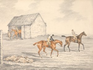 Der St. Leger, Doncaster: Vorbereitung zum Start von Henry Thomas Alken