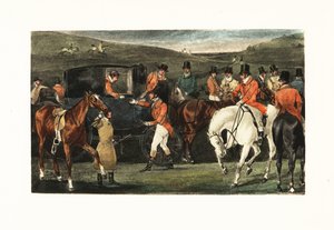 Viktorianische Herren zu Pferd, die sich zu einer Hirschjagd versammeln von Henry Thomas Alken