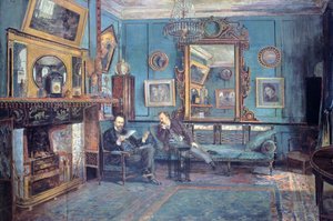 Dante Gabriel Rossetti liest Gedicht an Theodore Watts-Dunton im Wohnzimmer von Henry Treffry Dunn