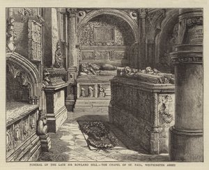 Beerdigung des verstorbenen Sir Rowland Hill, die Kapelle von St. Paul, Westminster Abbey von Henry William Brewer