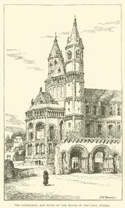 Der Dom und die Ruinen des Hauses des Reichstags, Worms (Gravur) von Henry William Brewer