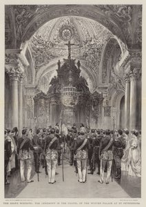 Die Hochzeit des Zaren, die Zeremonie in der Kapelle des Winterpalastes in St. Petersburg von Henry William Brewer