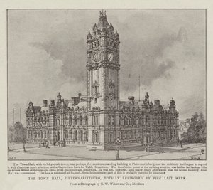Das Rathaus von Pietermaritzburg, letzte Woche vollständig durch Feuer zerstört von Henry William Brewer