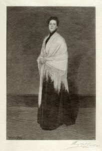 Dame mit weißem Schal von Henry Wolf