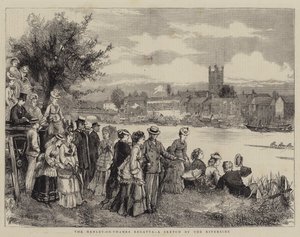Die Henley-on-Thames Regatta, eine Skizze am Flussufer