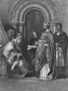 König Heinrich II. von England überreicht die päpstliche Bulle von 1155, die ihm erlaubte, Irland zu erobern, zu regieren und zu beherrschen von Henry after Warren