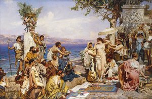 Phryne beim Fest des Poseidon, Gott des Meeres