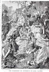 Die Unterwerfung von Guthrum vor König Alfred, Illustration aus 