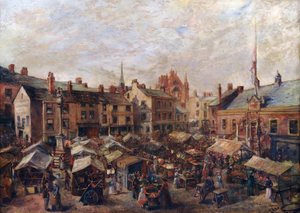 Carlisle Marktplatz vor dem alten Rathaus, 1870-80