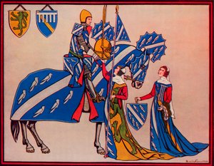 Sir Geoffrey Luttrell, seine Frau und Schwiegertochter, ca. 1340, 1926 von Herbert Norris
