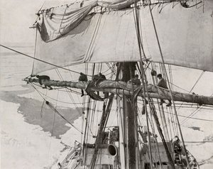 Segel einholen im Packeis, ca. 1910-1913, 1913