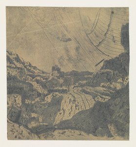 Felsige Landschaft mit einer Schlucht, erste Version