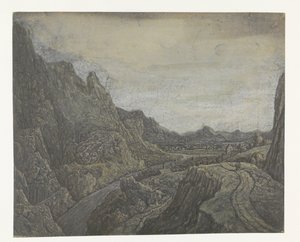 Felsige Landschaft mit einer Straße und einem Fluss