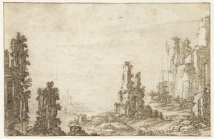 Landschaft mit Ruinen von Herman Breckerveld
