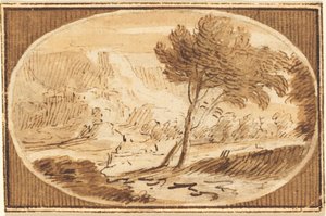 Eine Landschaft mit einem großen Baum