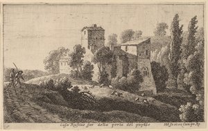 Bauernhof jenseits der Porta del Popolo von Herman van Swanevelt