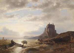 Küstenlandschaft mit Fischern