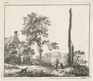 Landschaft mit hohem Pfahl