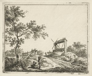 Landschaft mit Wasserbrunnen