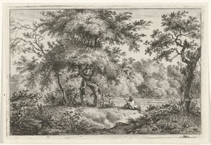 Ruhender Mann im Wald von Hermanus Fock