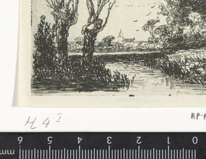 Landschaft mit zwei Kopfweiden von Hermanus Jan Hendrik van Rijkelijkhuysen