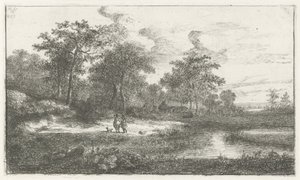 Zwei Jäger an einem Teich von Hermanus Jan Hendrik van Rijkelijkhuysen
