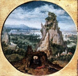 St. Hieronymus in Buße in einer fantastischen Landschaft