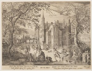 Zuylen - Winter, aus Die Jahreszeiten, Blick auf Burgen in der Umgebung von Amsterdam von Hessel Gerritsz