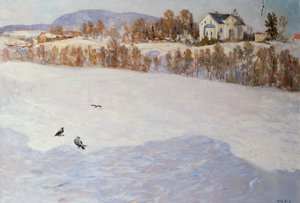 Bauernhof in Winterlandschaft