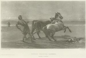 Odysseus täuscht Wahnsinn vor (Gravur) von Heywood Hardy