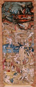 Flämischer Wandteppich. Serie Vier Wandteppiche nach Hieronymus Bosch. Der Garten der Lüste. Vierter Wandteppich der Serie. Modell inspiriert von der Arbeit von Hieronymus Bosch. Herstellung Unbekannte Werkstatt, Brüssel. Vor 1560. Stoff Wolle von Hieronymus (after) Bosch