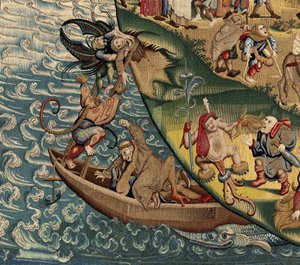 Wandteppich inspiriert von der Arbeit von Hieronymus Bosch, ca. 1560 (Gold, Silber, Seide und Wolle) von Hieronymus (after) Bosch