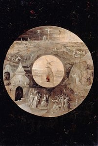 Heiliger Johannes der Evangelist auf Patmos Rückseite. Die Passion Christi von Hieronymus Bosch