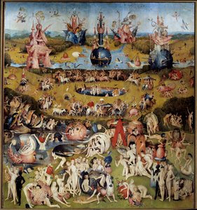 Der Garten der Lüste. Mitteltafel: Die Liebenden genießen die Früchte