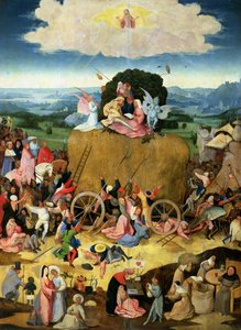 Der Heuwagen: zentrales Panel des Triptychons, ca. 1500