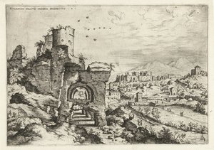 Ansicht des Palatin auf die Caracalla-Thermen von Hieronymus Cock