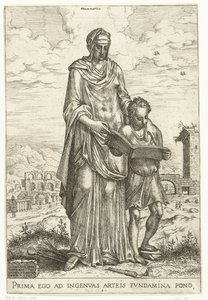 Grammatik (Vrije kunsten en Minerva, Apollo en Industria) von Hieronymus Cock