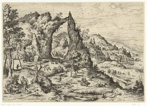 Juda und Tamar (Serie: Landschaften mit biblischen und mythologischen Szenen) von Hieronymus Cock
