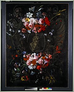 Kartusche mit Blumen