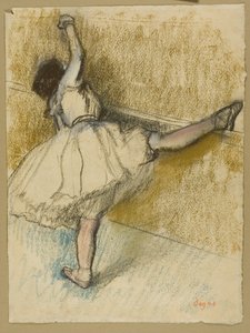 Tänzerin, die sich an der Stange dehnt von Hilaire Germain Edgar Degas