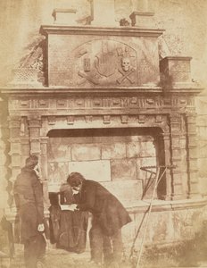 D.O. Hill und ein Freund am Bethune-Denkmal, Greyfriars, Edinburgh