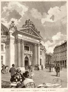 Die Börse in Paris im Jahr 1889. Zeichnung von M. Berteault von Hippolyte Berteaux