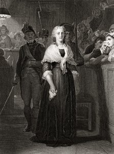 Marie Antoinette vor dem Revolutionstribunal, 14. Oktober 1793, graviert von William French