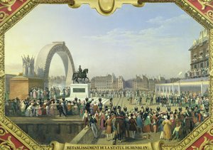 Wiederaufstellung der Statue von Henri IV. (1553-1610) auf der Pont Neuf, 25. August 1818
