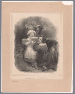 Zwei Kinder trinken Ziegenmilch (La Campagne)