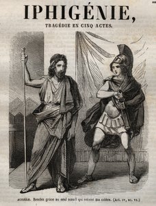 Iphigenie Tragödie von Jean Racine - Gravur in „Oeuvres de Jean Racine“ illustriert von Pauquet und mit einer Notiz von Emile de La Bédollière - 1851.