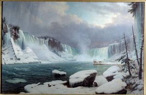 Der große Niagara-Wasserfall, Wintereffekt. Ansicht der Niagarafälle